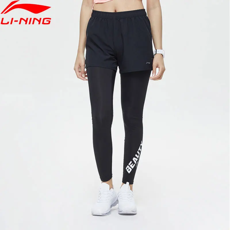 Женские дышащие шорты для бега Li Ning прямые спортивные с подкладкой li ning из 88%