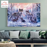 golden panno cross stitch embroidery set 14ct wofl animal snowflake cotton line drawing diy embroidery dmc home decoration