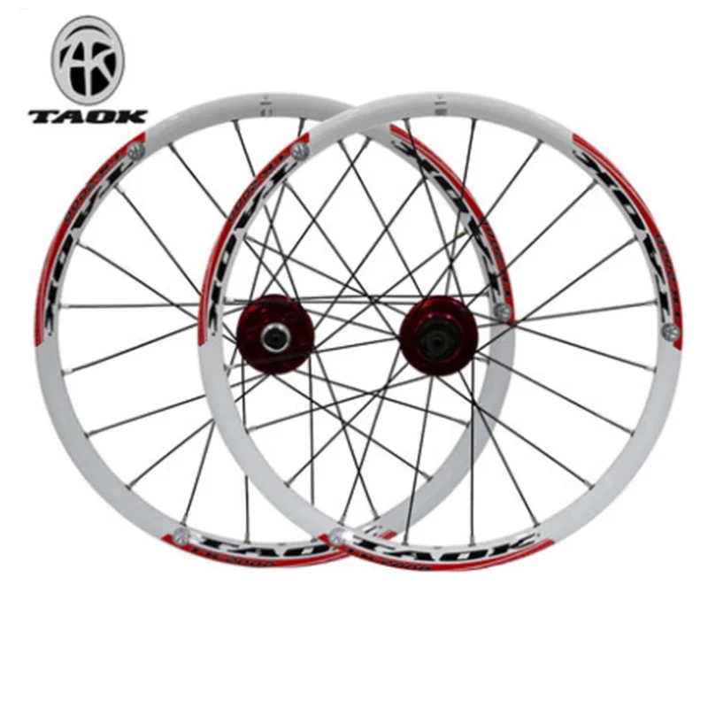 White Red TAOK горное колесо группа MTB велосипед маленький диаметр колеса складной автомобиль 20 дюймов 406 набор колес 20 отверстий диск тормозной барабан - Цвет: White Red