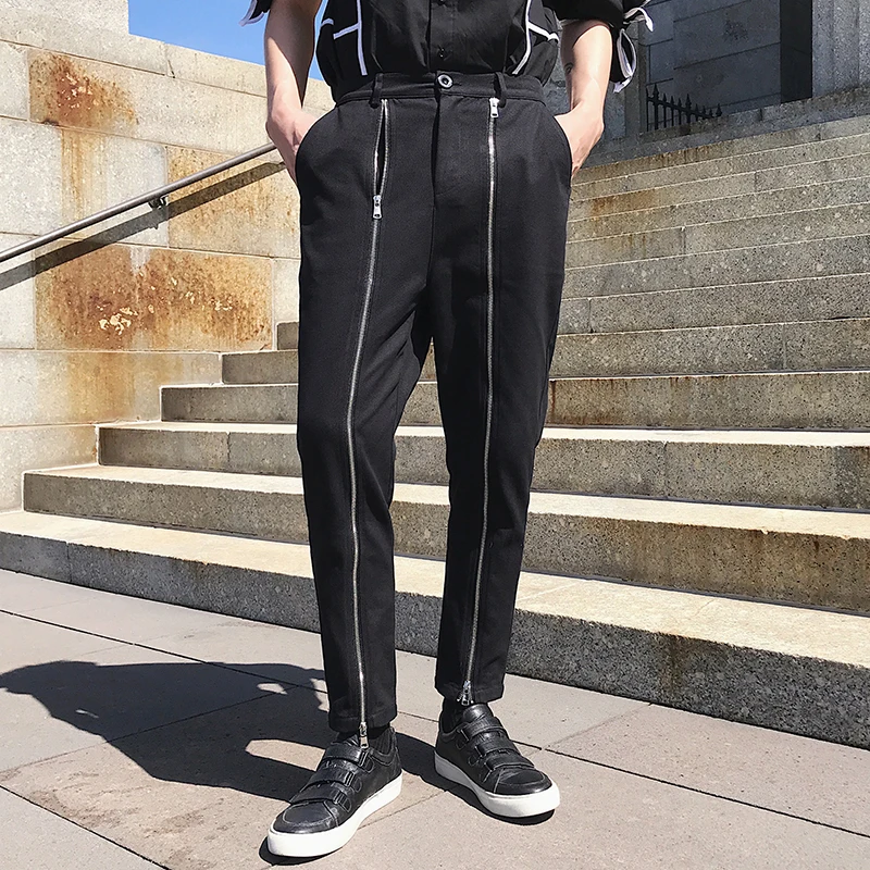 S-6XL!!Men's casual pants spring 2023 new Korean style bidirectional zipper bidirectional pants