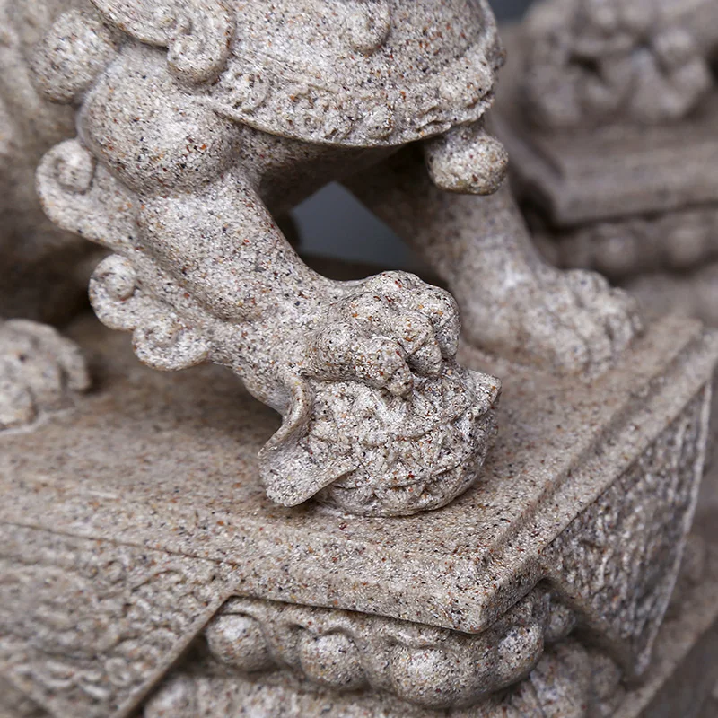 Статуэтка льва из смолы 27 см пара могучих каменных камней декоративные украшения