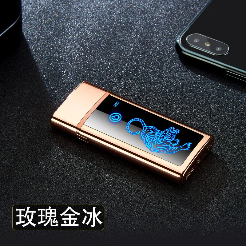 Usb зарядка Электронный Отпечаток пальца led изображение Ветрозащитный тонкий мужской Электрический вольфрамовая нить цветная сигарета зажигалка
