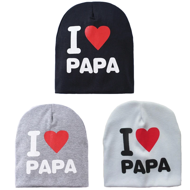 UNIKIDS/новые детские шапки с принтом I Love Papa Mama на весну и осень вязаные теплые