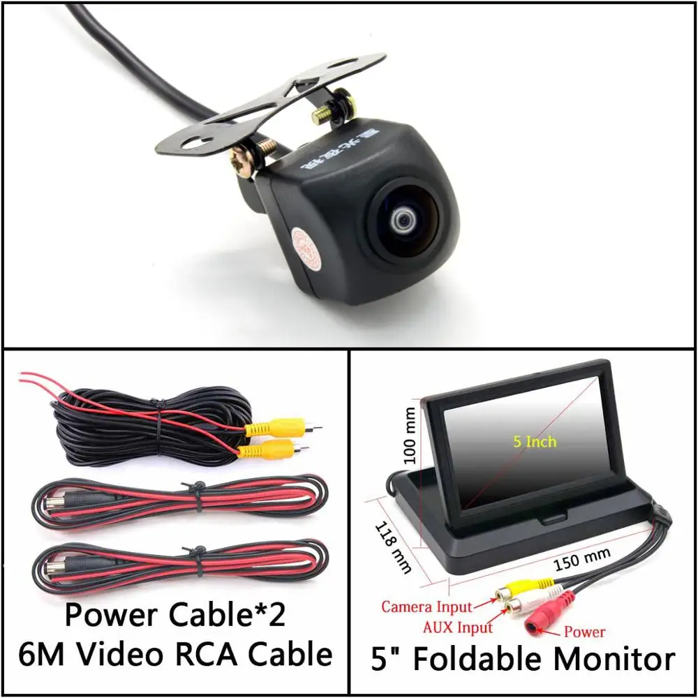Cam N 5 inch Fold Owtosin 175 градусов Рыбий глаз объектив HD резервный обратный ночное видение камера заднего вида для парковки монитор - Название цвета: Cam N 5 inch Fold