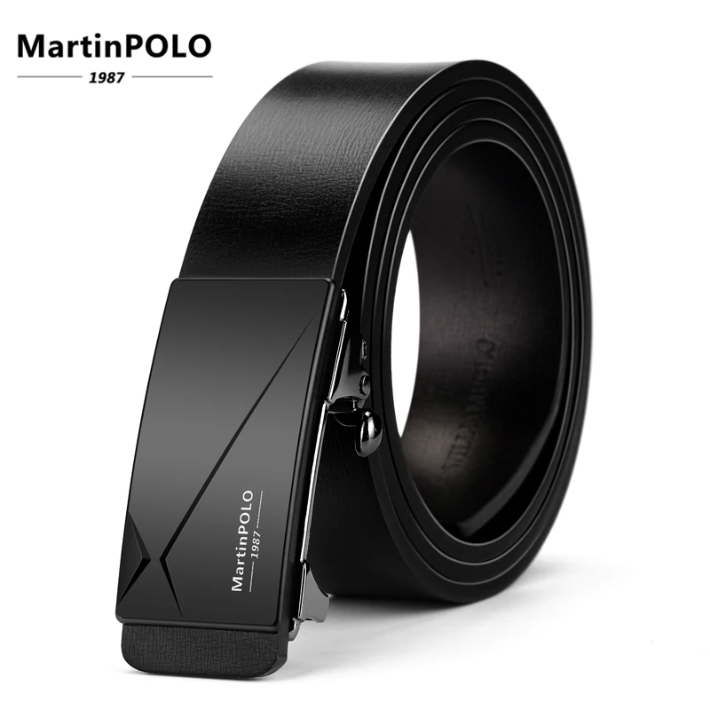 Мужской ремень из натуральной кожи MartinPOLO автоматический воловьей с пряжкой без