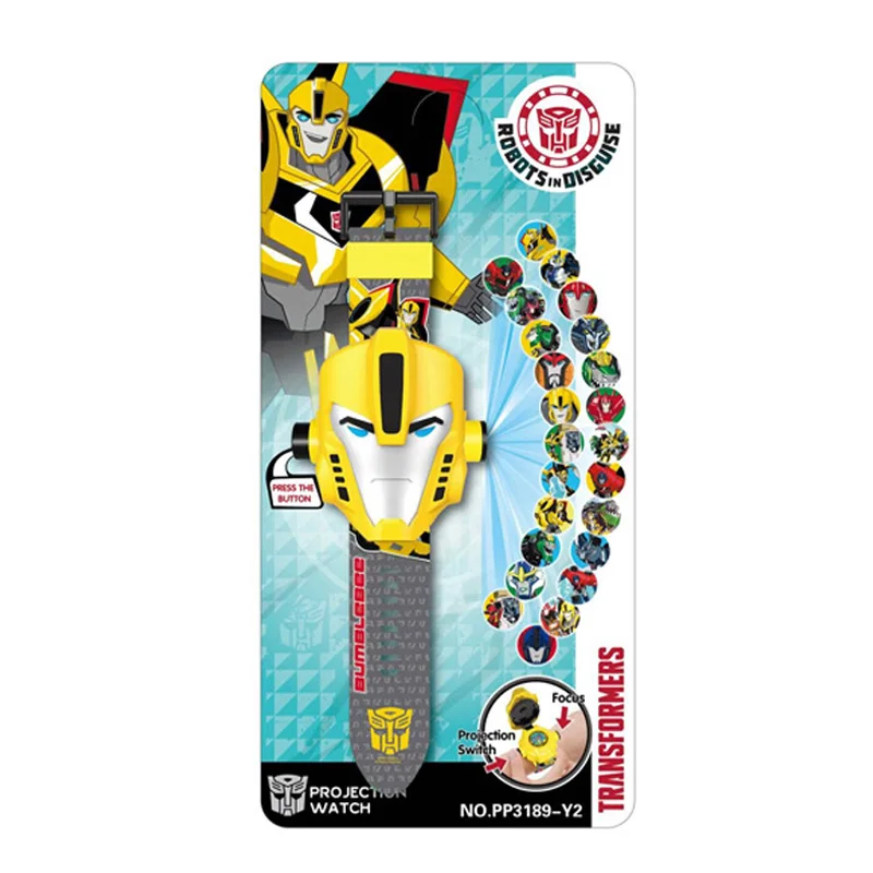 Yellow Robot withbox Новые детские наручные часы с 3D проекцией Человека-паука, Железного человека, детские часы с рисунком Микки Мауса для девочек, цифровые наручные часы, мужские часы - Цвет: Yellow Robot withbox