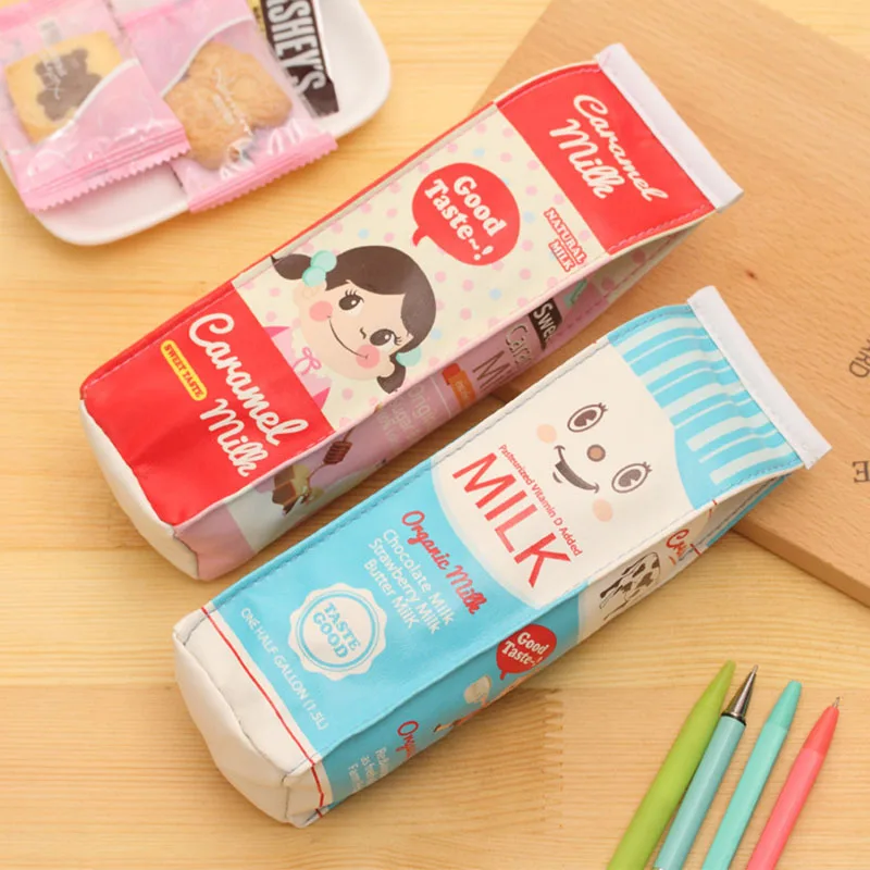 1pcs Random Creative Large Capacity Student Stationery Box Cute Carton Milk Pencil Bag For Children Kawaii Storage Tool | Канцтовары для