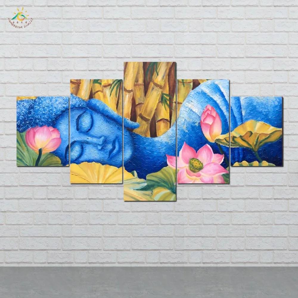 

Sleeping Blue Buddha Wall Art HD Prints Canvas Art Painting Modular Picture And Vintag Poster Canvas Painting Home Decor 5 PIECE