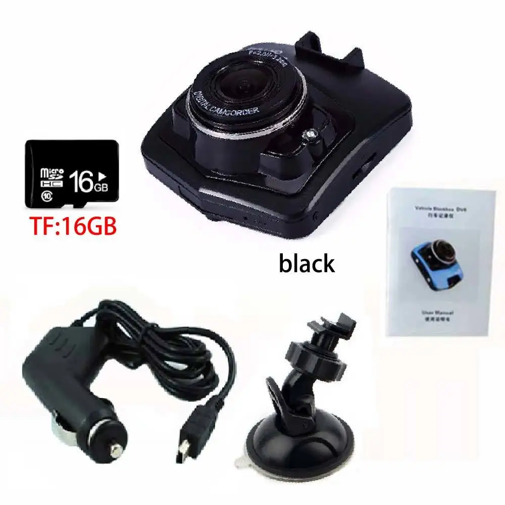 Black dvr TF16GB GT300 видеокамера Авто видеорегистраторы 2,4 ''ЖК-дисплей 1080 P Full HD видео Камера Регистраторы видео g-сенсор Ночное видение трассировки Cam автомобильная камера - Название цвета: Black dvr TF16GB