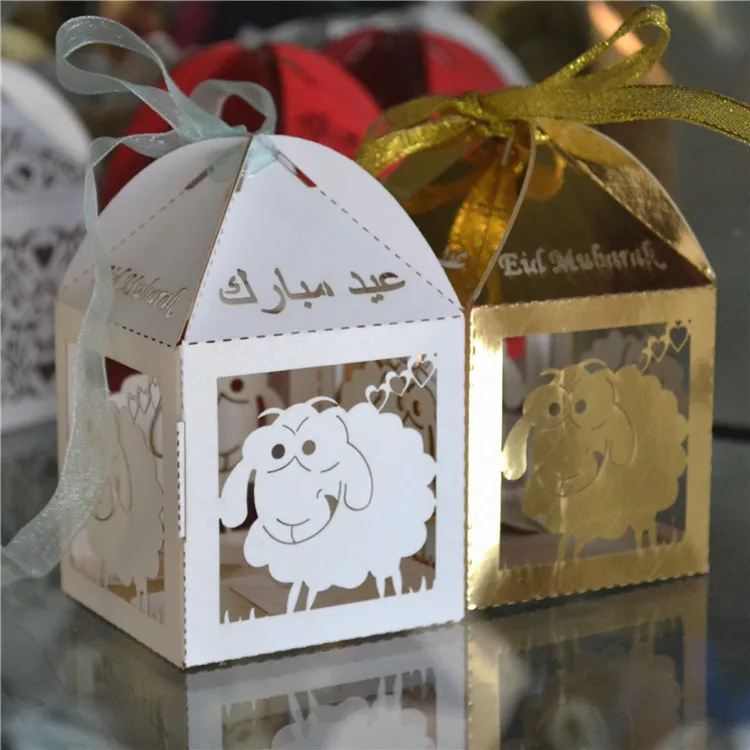 Блестящая золотая лазерная резка овец eid mubarak металлическая бумажная
