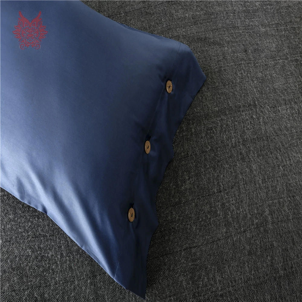 High grade 100S Cotton tribute silk bedding set blue grey contrast color duvet cover sheet type jogo de cama SP4950 | Дом и сад