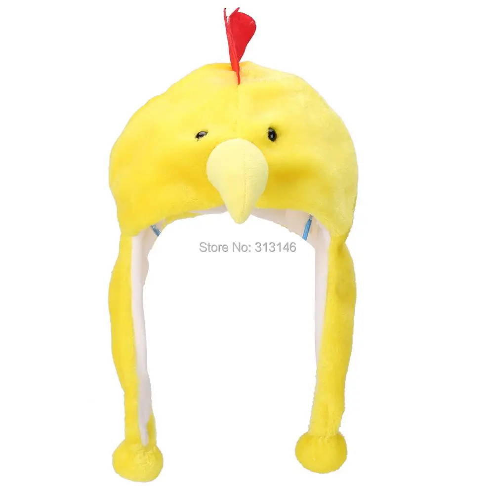 Шапка бини с милыми плюшевыми животными забавная мягкая желтая шапка для женщин