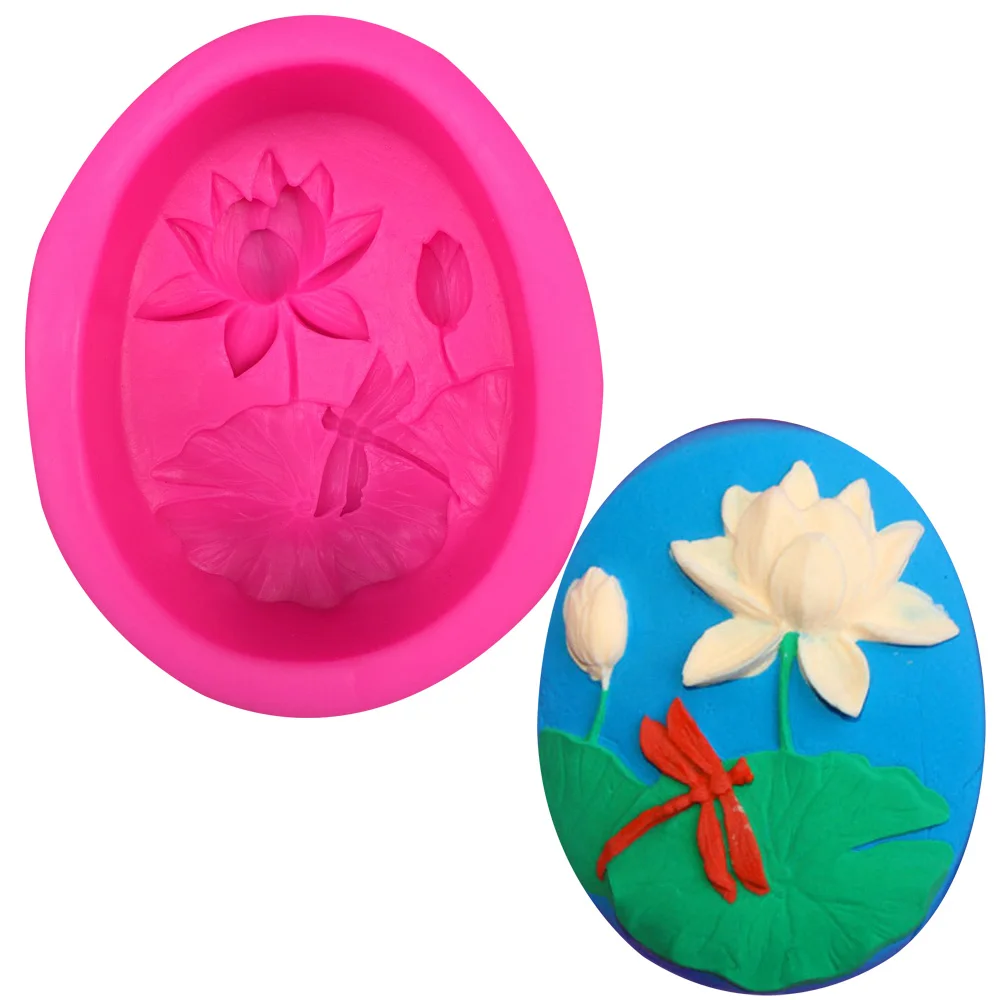 

3D dragonfly lotus soap mould chocolate cake decorating tools DIY baking fondant silicone mold T0342