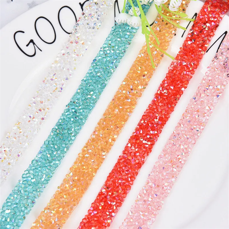 5 ярдов/Лот Горячая фиксация белая Ab Стразы отделка сетка цепочка Кристалл