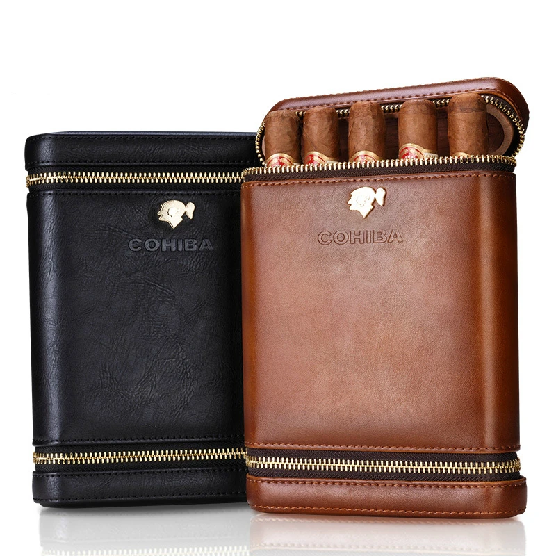 COHIBA роскошный портативный держатель для сигар Humifor твердый Кедр Дерево Кожа