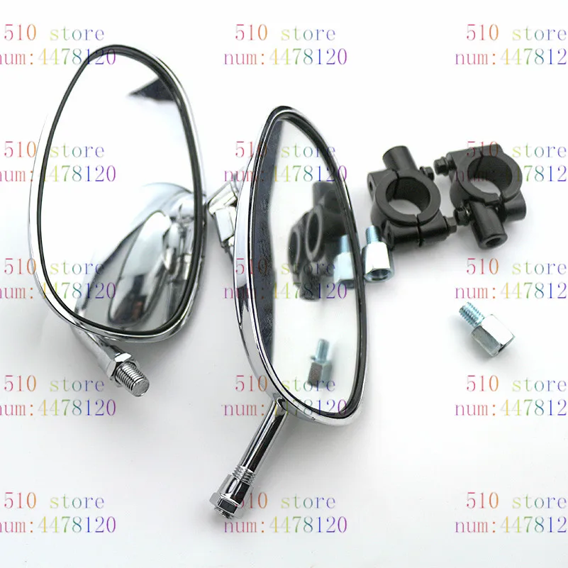 

free shipping ellipse motorcycle rearview mirror chrome 10mm 8mm universal motorbike mirror motocross ATV Off-road moto dirt