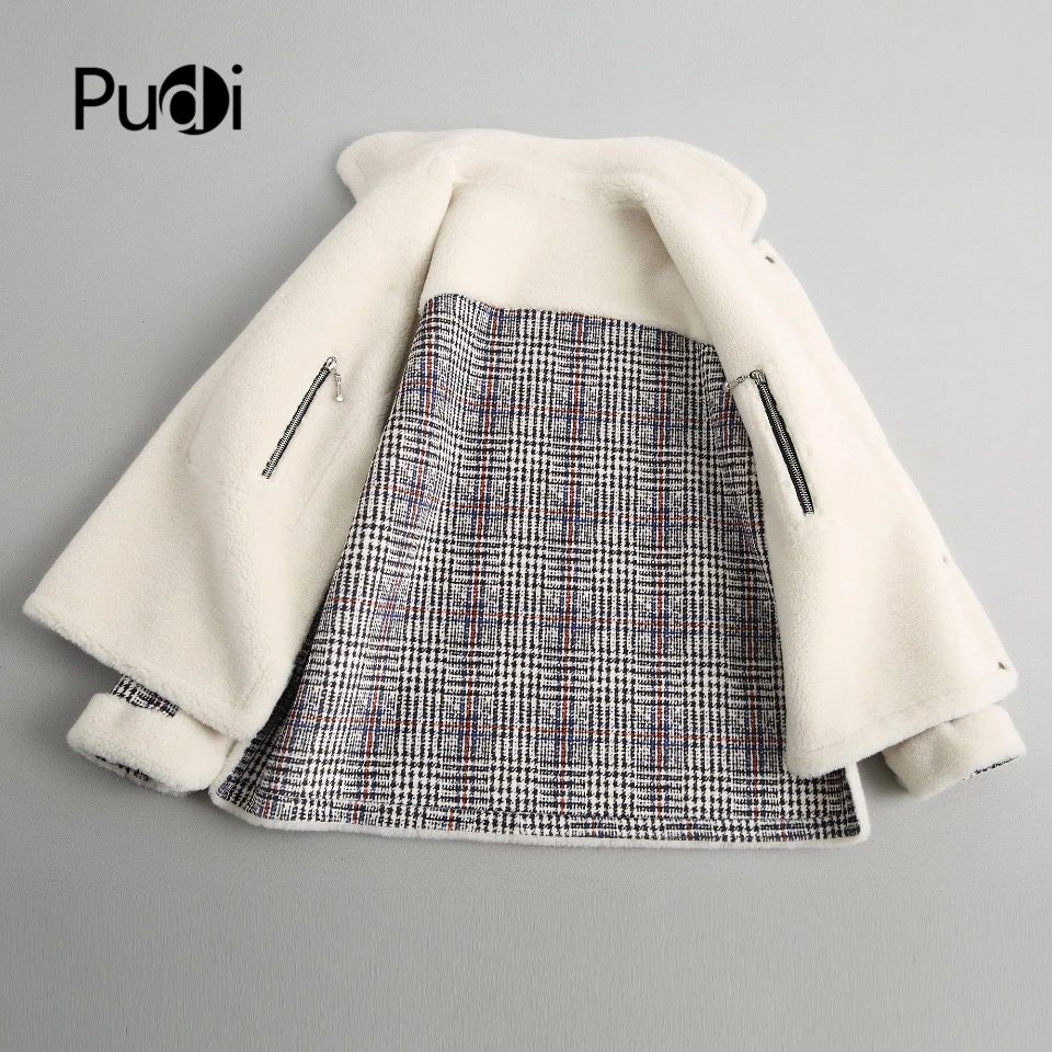 PUDI A18010 Женская Осенняя/зимняя новая модная шерстяная куртка с мехом с подкладкой из белой шерсти Женская Длинная шерстяная шуба для отдыха