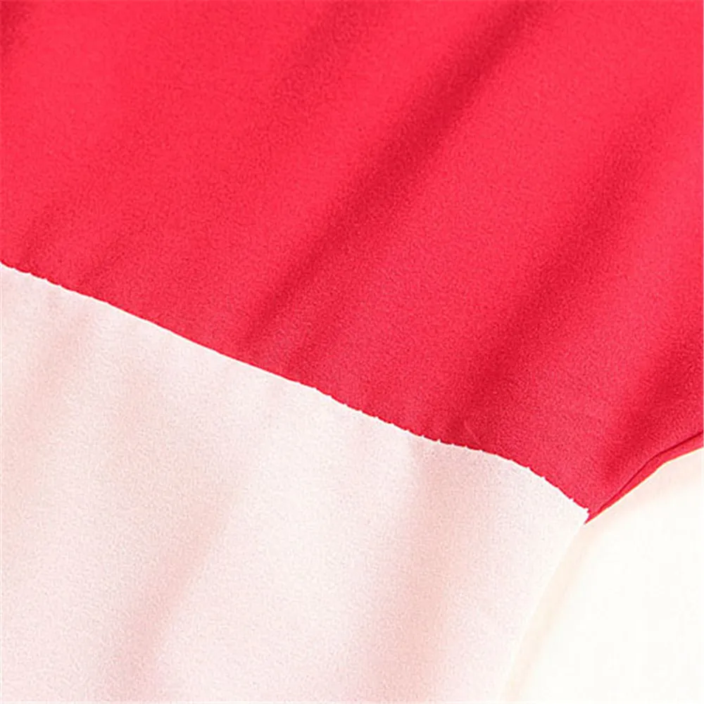 2015 Summer Style Women Chiffon Blouse Shirts Blusas Red Short Sleeve Shirt Feminina Blusa Patchwork Camisa Tops LY1362MR |