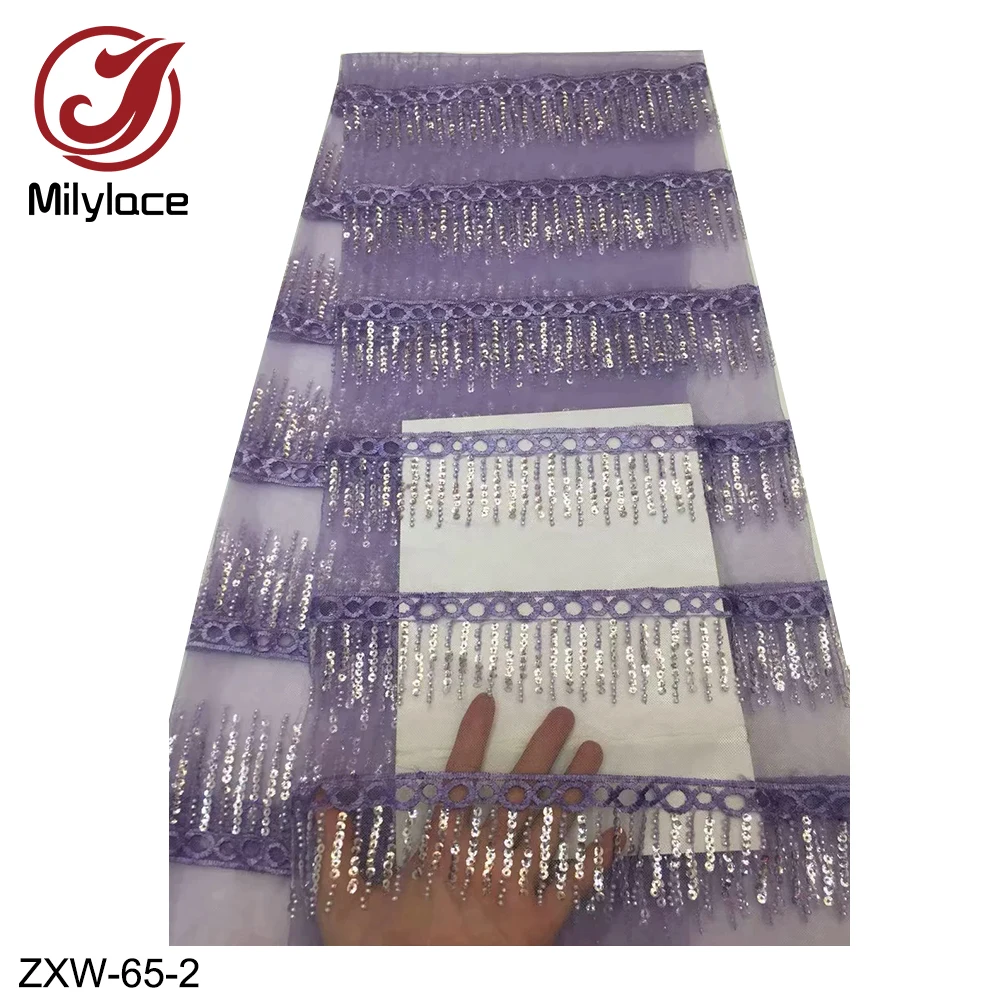Milylace latest african lace fabric hot selling sequins tulle beautiful nigerian for dress ZXW-65 | Дом и сад