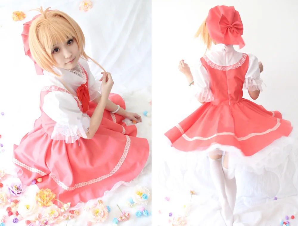 Новинка Аниме кардкоптер Сакура КИНОМОТО косплей костюм розовый маскарадный