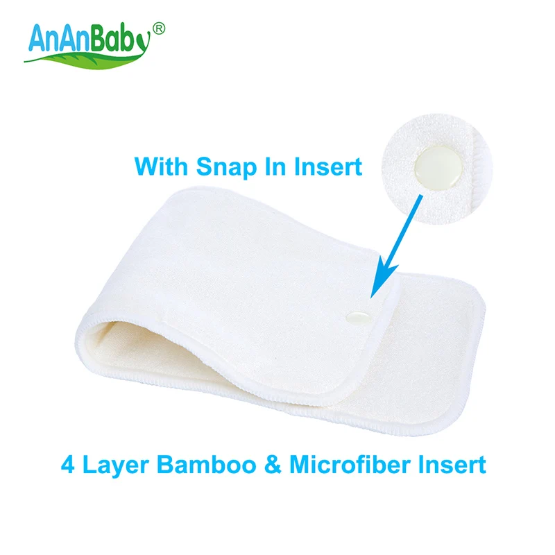 {AnAnBaby} 5 шт. вставки из бамбука и микрофибры многоразовые с защелкой для детских