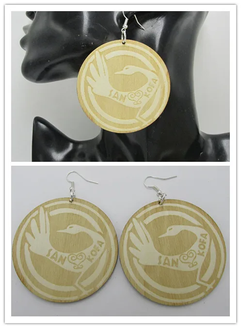 2017 новейшие гравировальные деревянные серьги Sankofa можно смешать 2 цвета |