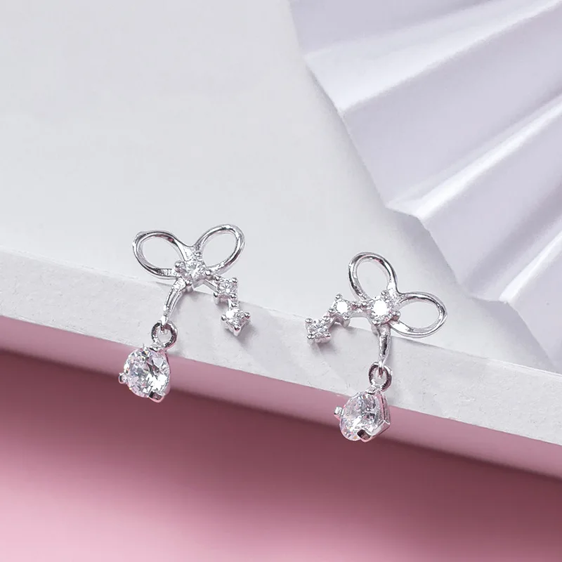 Женские серьги гвоздики из серебра 100% пробы с цирконом|Серьги-гвоздики| |