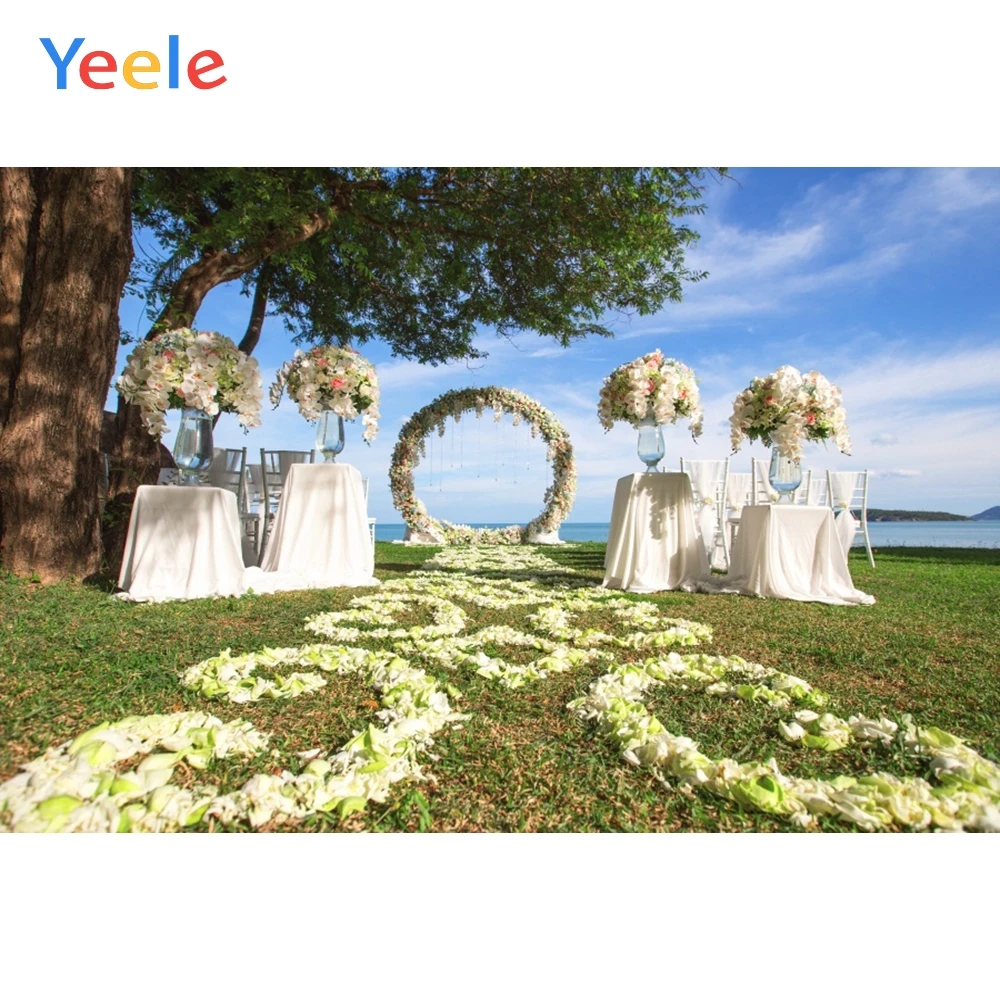 Виниловые фоны Yeele для свадебной церемонии с лугами и цветами венок фотофоны