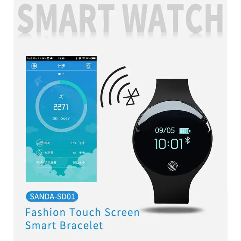 AABB-SANDA Смарт-часы с Bluetooth для Ios Android мужские и женские спортивные умные Шагомер