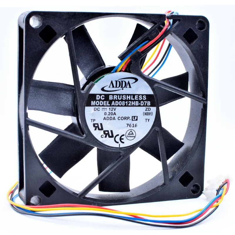 Оригинальный AD0812HB-D7B 8 см 8015 80x80x15 мм 12 В 0.20A 4 линии питания шасси CPU ШИМ Вентилятор
