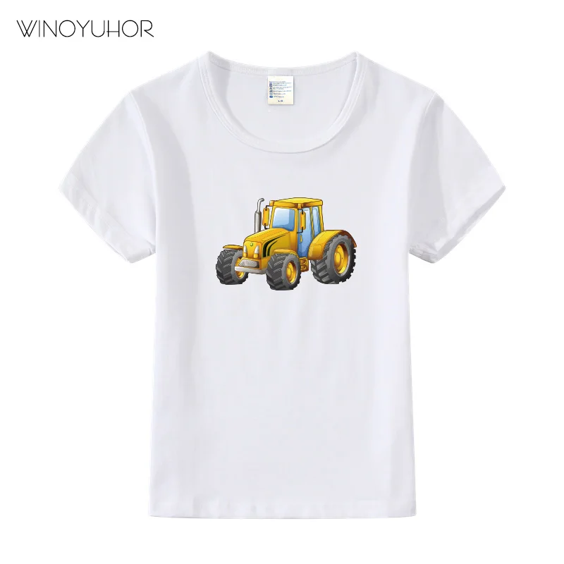 

Футболка детская с принтом трактора, с коротким рукавом и круглым вырезом