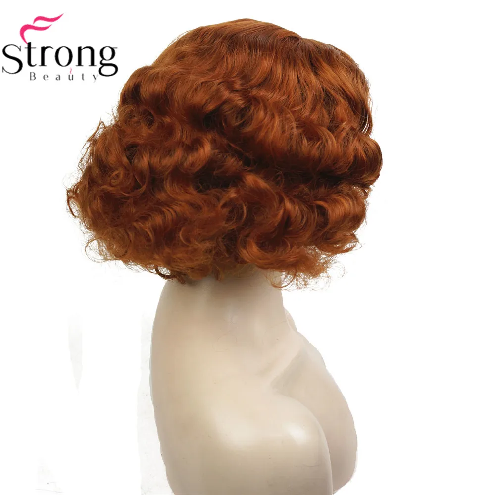 StrongBeauty медные/белокурые волосы, короткие кудрявые волосы, Женские синтетические парики без шапочки