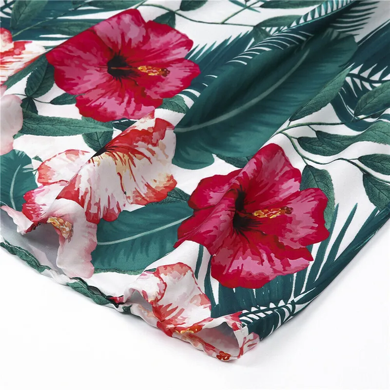 Платье женское длинное без рукавов Пляжная туника с тропическим принтом и