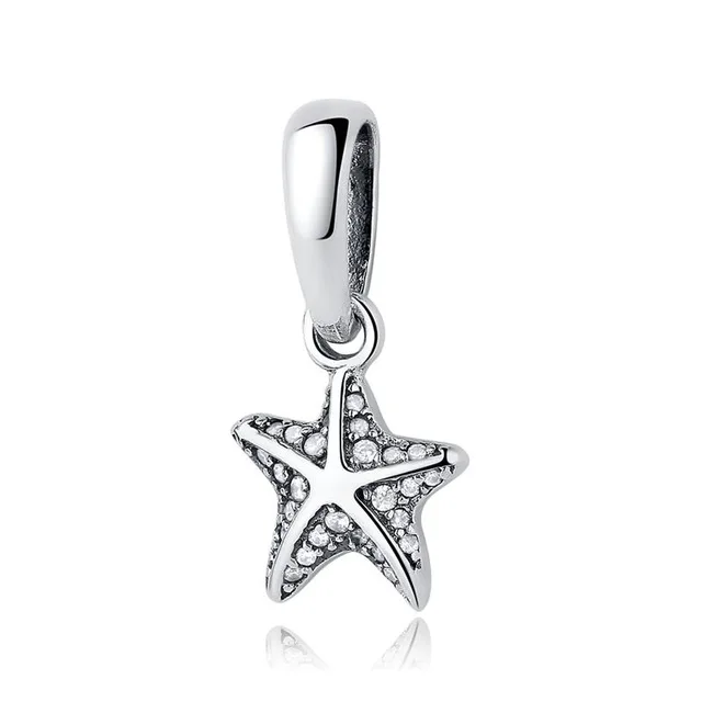 Starfish Dangle Настоящее 925 пробы серебряный бисер очарование милые животные милый питомец Кристалл талисманы подходят Pandora Браслеты Женские Ювелирные изделия - Цвет: Starfish Dangle