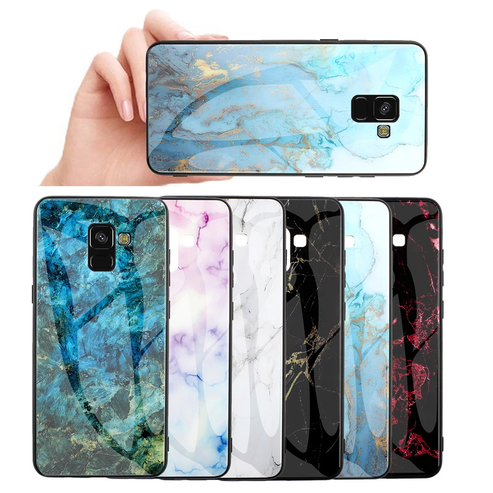 Чехол из закаленного стекла для Samsung Galaxy J2 J3 J4 J5 J6 J7 гранитный мрамор задняя крышка