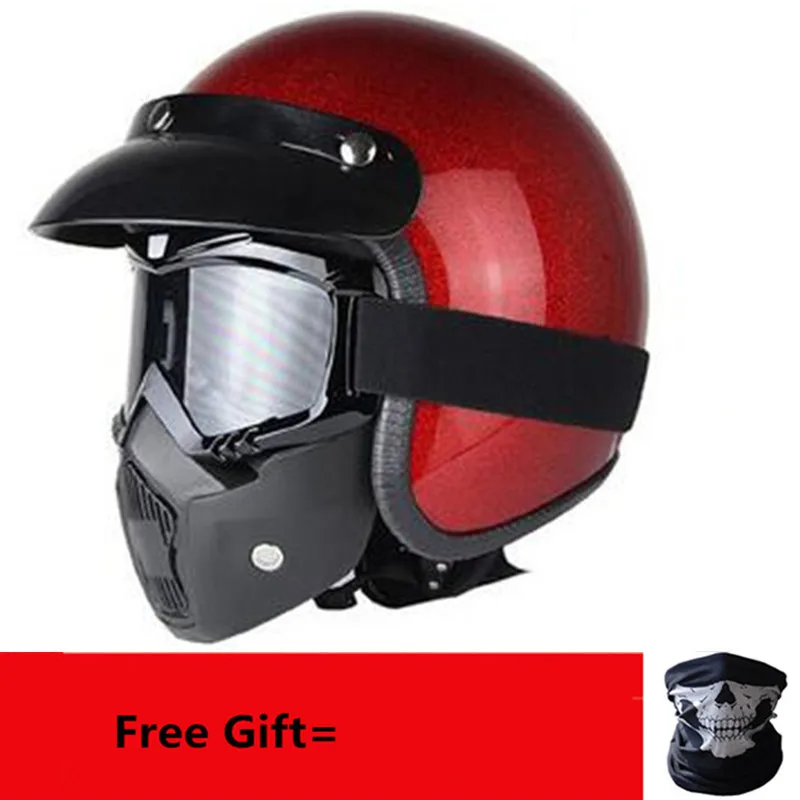 New arrival helmets open face 3/4 helmet personalized mens womens vintage retro motorcycle cascos de motociclistas helmets gold - Цвет: shine red