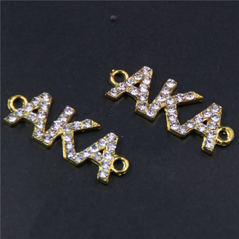 

10pcs Silver Color Handmade Rhinestone *AKA* Connectors DIY Charm Earrings Bracelet Jewelry Carfts Making 21*18mm A686