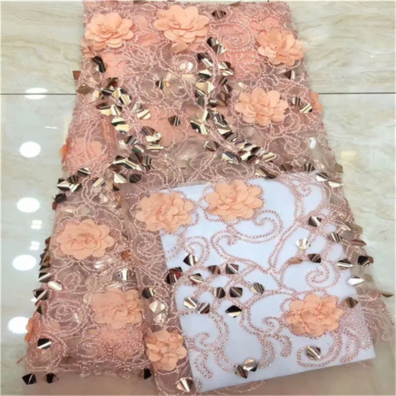 Новинка 2019 Высококачественная Тюль с 3d блестками французская нигерийская