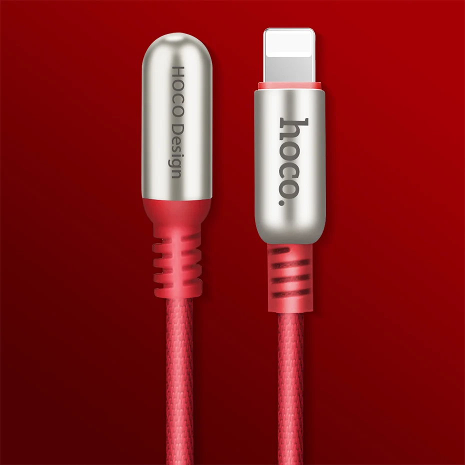 Red HOCO 2.4A цинковый сплав 90 usb-кабель для Apple iPhone 116 7 plus 8 X Xs Max XR Быстрая зарядка оригинальное зарядное устройство провод синхронизации данных - Цвет: Red