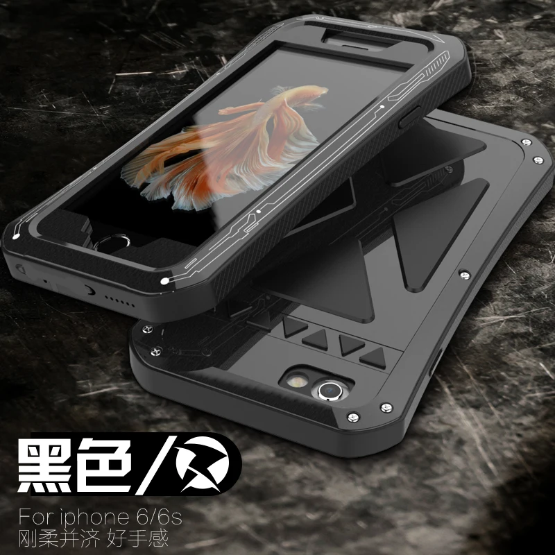 R-JUST Роскошный Дум X-MEN Armor Coque Металлический Нержавеющая сталь Тяжелый Долговечный Фундамент Защита Крышка для телефона iPhone X 8 6 6S 7 PLUS Кейсы.