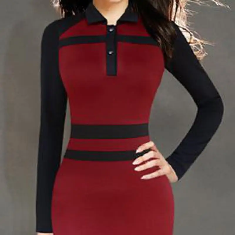 Горячие красное платье для Для женщин офисные хлопок Bodycon элегантный карандаш