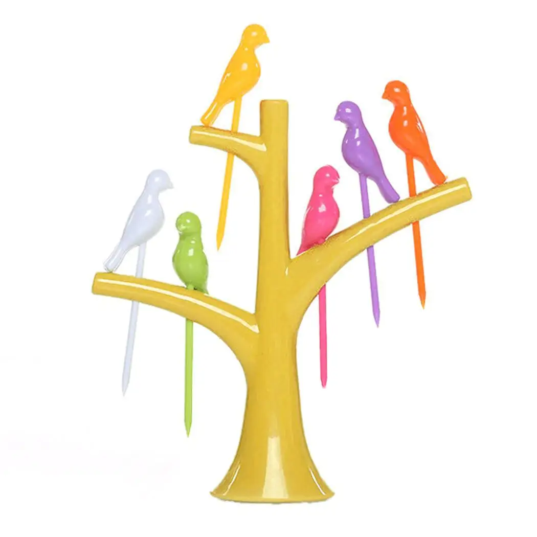 Creative Tree Shape Holder Rack Bird Fruit Snack Dessert Eco-friendly and nontoxic Forks Home | Дом и сад