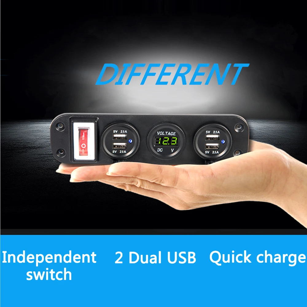 Двойной USB разъем зарядное устройство 5 В 2.1A+ светодиодный Voltmete+ ON-OFF тумблер 4 в 1 для лодки автомобиля морской грузовик Camper транспортных средств