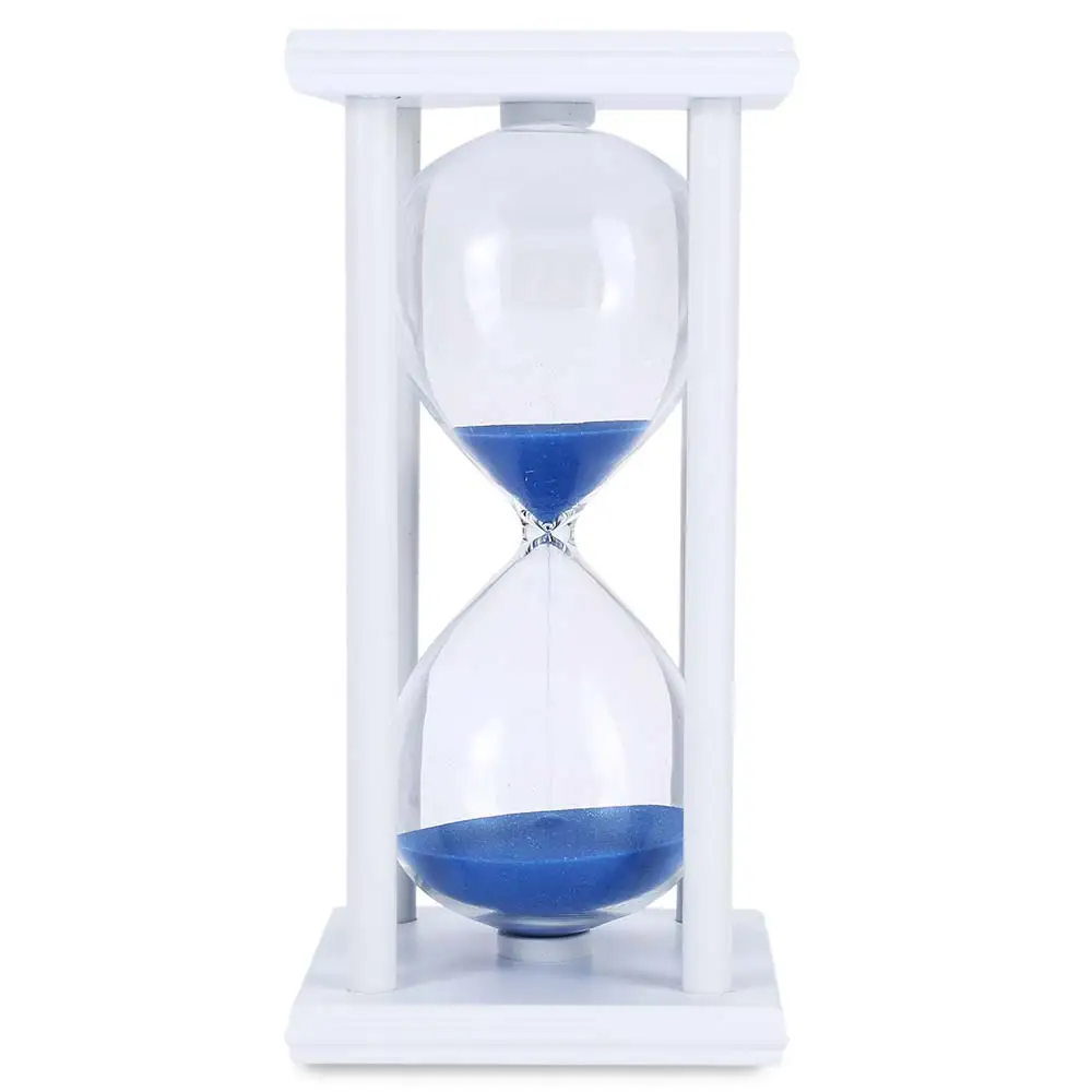 Blue sand White 60 минут 8,06 дюймов красочные Песочные часы Таймер-часы с деревянной рамкой креативный подарок современные украшения для дома - Цвет: Blue sand White