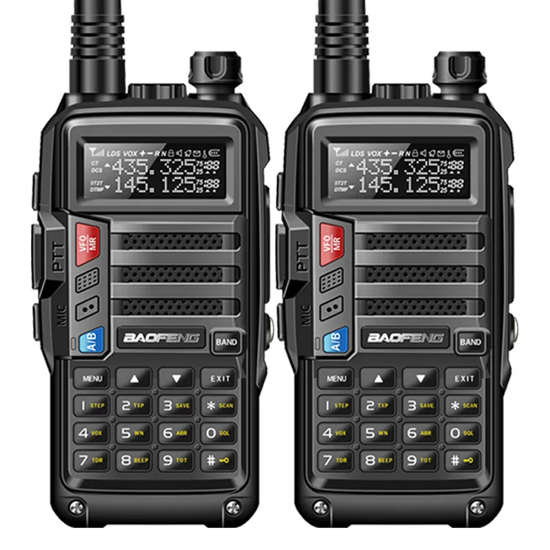 black dual-band 2 шт BaoFeng UV-S9 8 Вт мощная рация VHF/UHF136-174Mhz& 400-520 МГц Двухдиапазонная 10 км дальность портативная двухсторонняя рация - Цвет: black dual-band
