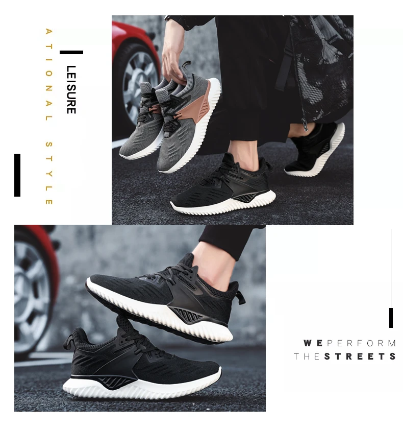 KJEDGB Дизайн высокое качество мужские кроссовки черный серый Flyknit дышащая прогулочная повседневная обувь мужские теннисные туфли большой размер 39-46
