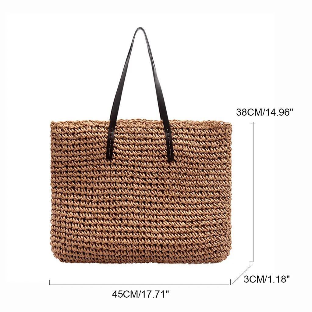 Женская Соломенная Сумка через плечо в стиле ретро повседневная сумка-тоут