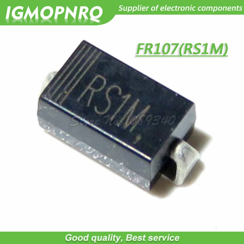 100 шт RS1M DO-214AC SMA Выпрямитель с быстрым восстановлением FR107 SMD IGMOPNRQ