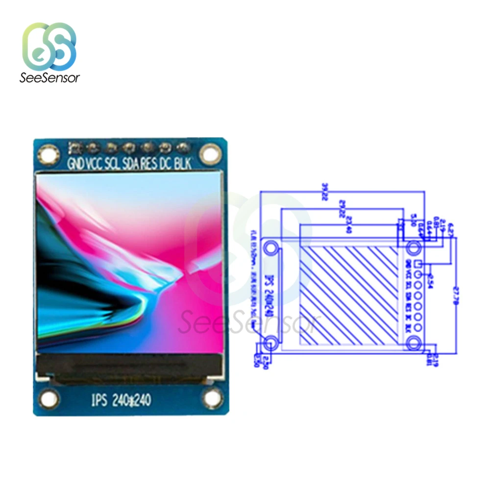 IPS 1 3 дюймов В 7PIN SPI HD полноцветный TFT экран ST7789 Привод IC 240*240 ЖК дисплей 240x240|Детали