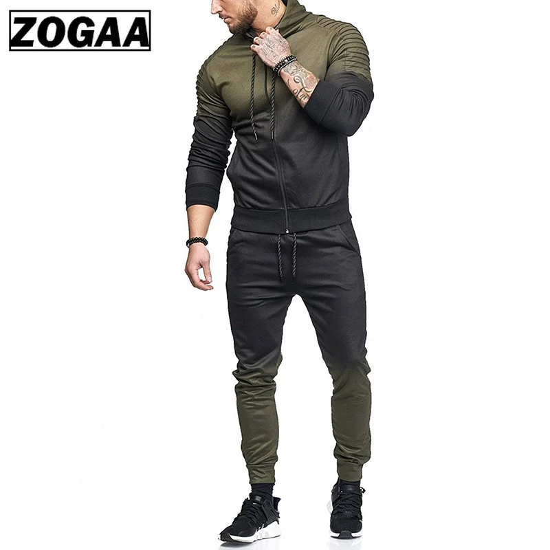 Спортивный костюм ZOGAA мужской повседневный верхняя одежда кофта и брюки свитшот